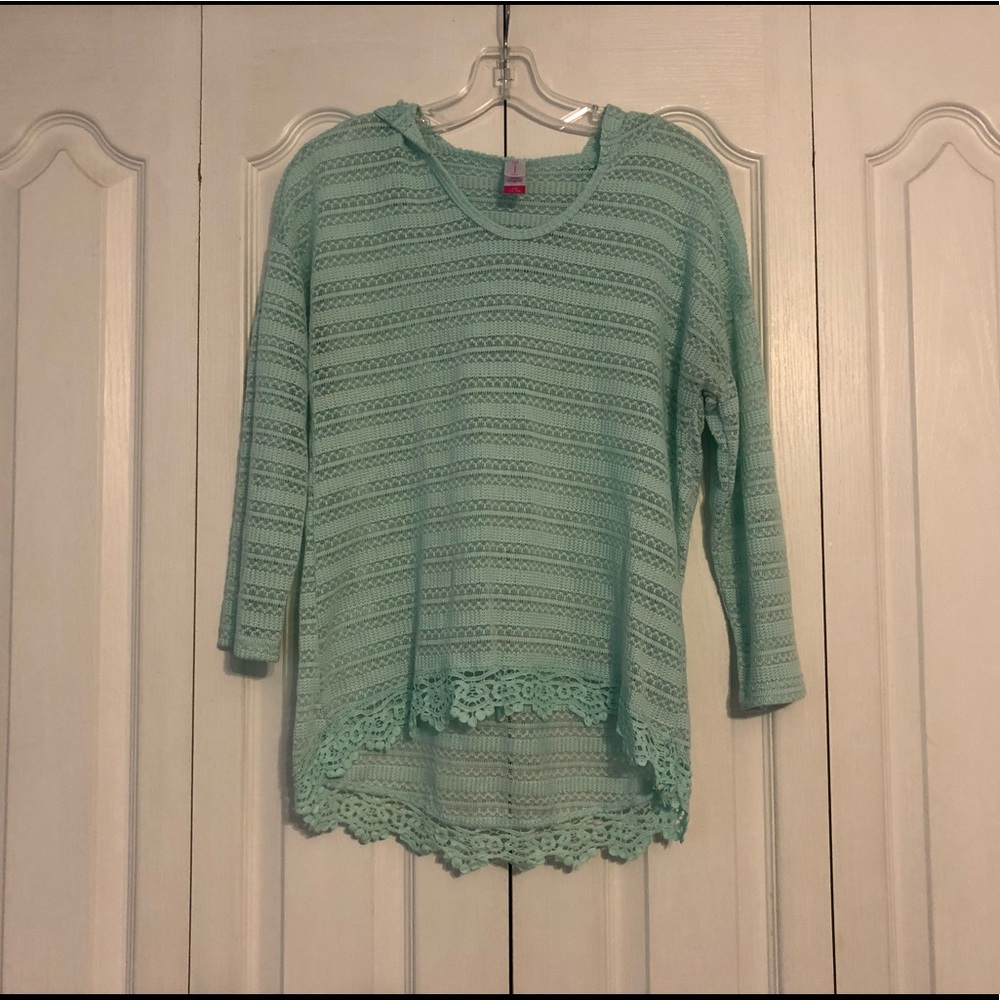 Mint green long sleeve with hood